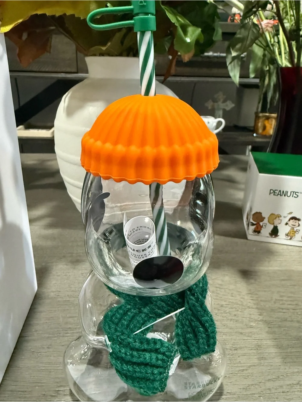Snoopy Glass Cup Starbucks NEW WITH BOX